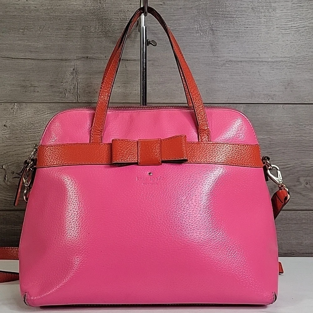 Kate Spade Pink and Orange Leather Satchel Crossbody Bag